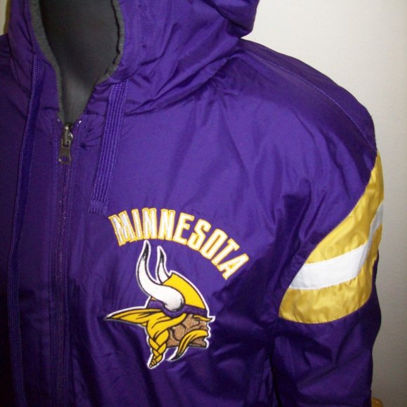 MINNESOTA VIKINGS Reversible Hooded Jacket   LARGE - Picture 5 of 11